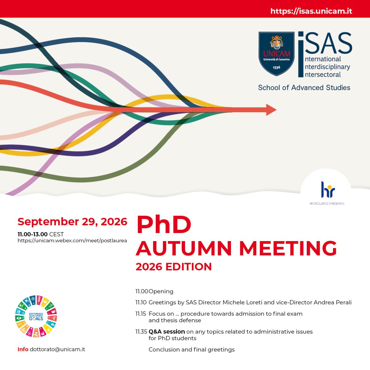 PhD Autumn Meeting 2026 flyer: 29 September, 11:00 AM–1:00 PM CEST, programme and Webex information