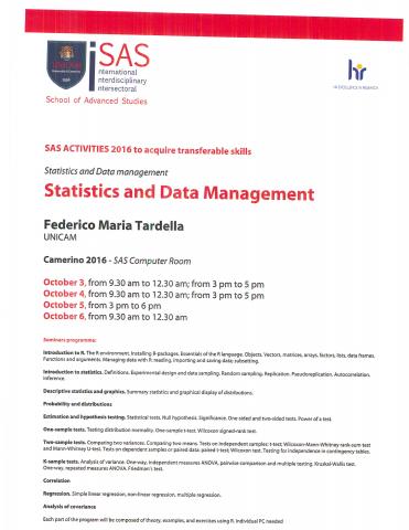 Statistics, Data management